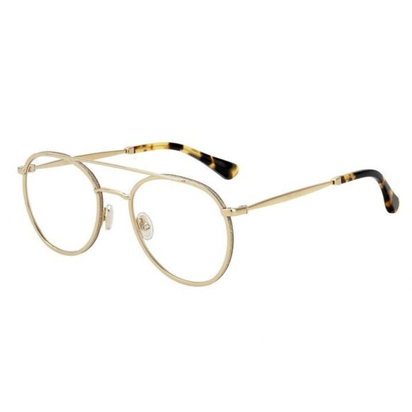NEW JIMMY CHOO EYEGLASSES, WOMEN GOLD ROUND EYEWEAR JIMMY CHOO
